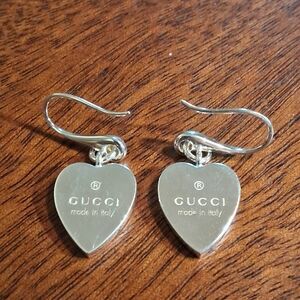 Gucci Silver Heart Drop Earrings